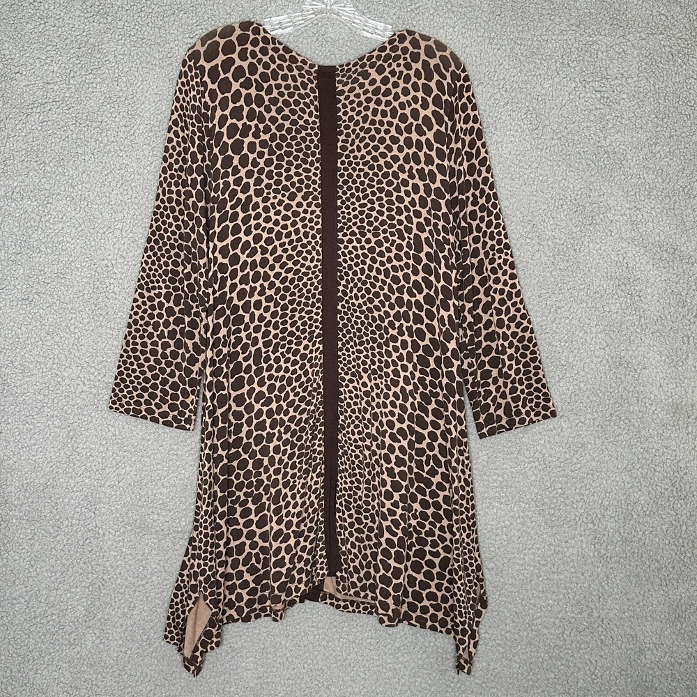 Soft Surroundings Tunic Top Brown Animal Print 3/4 Sleeve Casual Boho Everyday - Picture 3 of 9